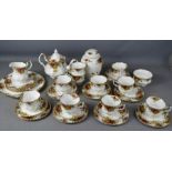 A Royal Albert Old Country Roses bone china part tea service, comprising teapot, milk jug, sugar