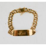 A yellow metal identity bracelet, 19.8g.