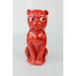 A ceramic red bull dog candle holder, 16cm high.