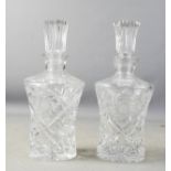 Two Scottish cut glass thistle form decanters.