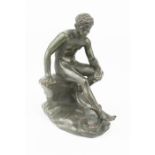 An early bronze Grand Tour style figure of seated Hermes, 11cm high.