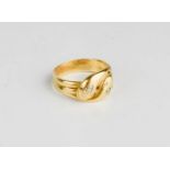 A 9ct gold and diamond snake ring.