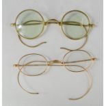 Opthalmic: two pairs of Victorian gold plated spectacles.