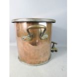 A copper twin handled urn circa 1900, with tap to the front.