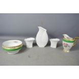 Two Kaiser porcelain candlesticks and vase no 0682 and Thomas Bavaria jug and bowl.