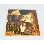 A tile after The Kiss by Gustav Klimt, 20 by 20cm.