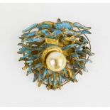 A 19th century Chinese kingfisher feather hair ornament, with silvered glass ball to the centre. 5.