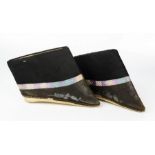 A pair of late 19th century lotus shoes in black silk, 14cm sole length. [Provenance: Exhibited at