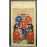 A 19th century Chinese ancestral portrait of The Ten Beauties, 195cms x 101cms, [as illustrated on