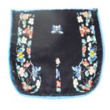 A Chinese 19th century embroidery for a pair of Manchu slippers, depicting butterflies and