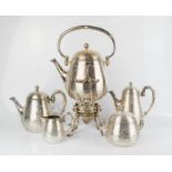 A 19th century French Christofle silver plated tea set, to include kettle on stand with burner,