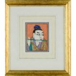 A Chinese 1920s silk embroidery depicting a portrait, 8 by 6cm.