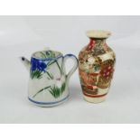 A miniature Chinese satsuma style vase, together with miniature Chinese tea pot.