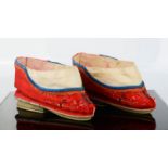 A late 19th century Chinese pair of lotus shoes for a wedding. [Provenance: Exhibited at the McClung