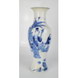 A late 18th / early 19th century blue and white chinese vase, depicting figures and bats, with