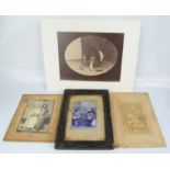 A group of photographs, three depicting examples of women with bound feet, and one of a Chinese