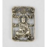 A Tibetan white metal Guan Yin Buddha pendant.