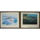 Two framed prints: The Dambusters signed by Air Marshall Sir Harold Martin, and The Lancaster V.C.