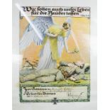 WWI Imperial German army framed death scroll together with a poster Official Secrets Act 1911-1939.