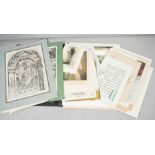 A folio of artists prints, watercolours and sketches.