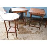 Three oak occasional tables.