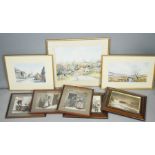 Three watercolours by John Freeman, together with a Frank Sutcliffe days gone by photographs.