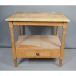 A pine occasional / side table, with drawer plus an oak cupboard