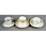 Two 19th century cups and saucers, one marked 6248 to the base, together with a 19th century cup and