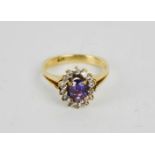 A 9ct gold and amethyst ring, size P/Q 4.4g.