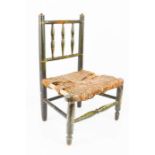 A miniature/ doll's Derbyshire Dales spindle back chair, early 19th century, with original