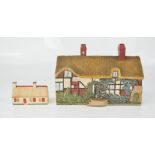 W.H. Goss Model of Anne Hathaways Cottage, pastille burner, with hand written ink inscription to the