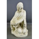 A Minton Parian figure of the Vestal Virgin by Carrier-Belleuse, the veiled virgin holding a bowl