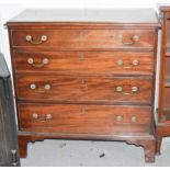 A Georgian mahogany chest of drawers, four long graduated drawers, bracket feet, 86 by 84 by 43cm.