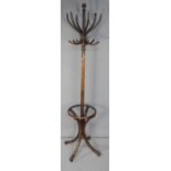 A bentwood coat and hat stand.