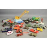 A group of model vehicles, including Corgi pink bubble car no.233, Chevrolet Impala, Lesney and