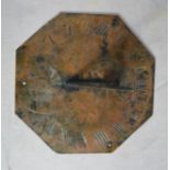 An antique sundial, engraved Thomas, Londini, Parry Jecil, Ye Tyme Passes, 25cm wide.