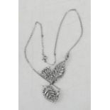 A vintage necklace, in the form of leaves set with diamantes.