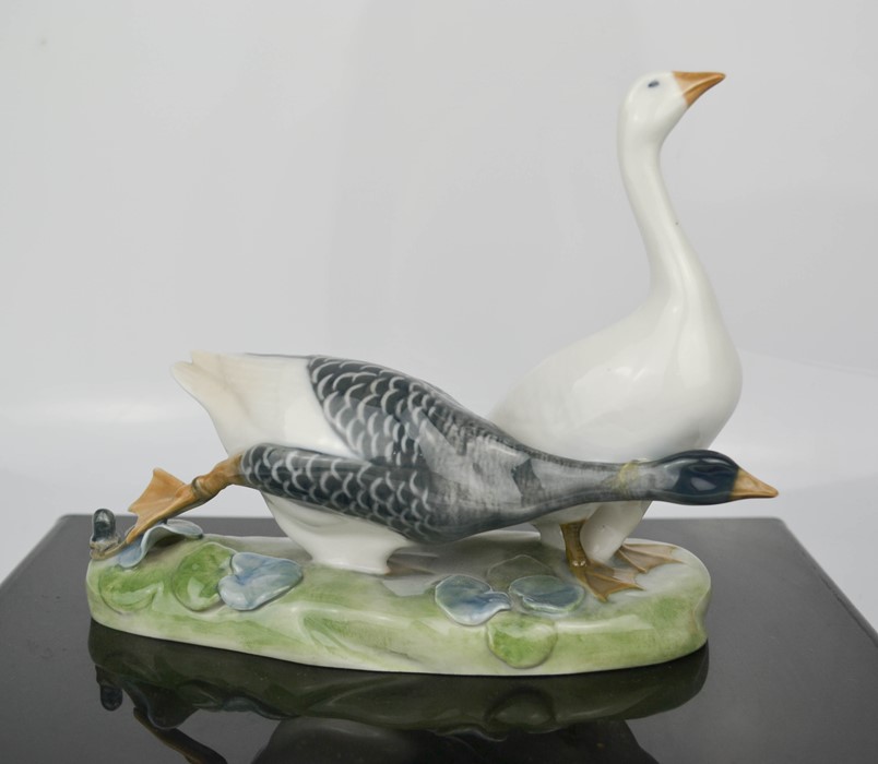 A Royal Copenhagen ceramic pair of geese.