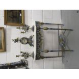 A French style pier mirror and console table set, with clock garniture.