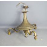 An early 19th century three light pendant in brass.