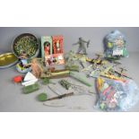 A quantity of Action Figures, boxed dolls, accessories, model planes etc.