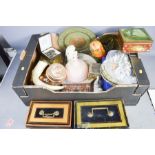 A selection of trinket boxes, to include Wade whimsies, crystal, glassware, pottery, bone horn,