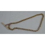 A 9ct gold circular chain link necklace with fob, 15.3g.