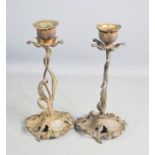 A pair of Art Nouveau candlesticks. 25cm high by 13cm wide