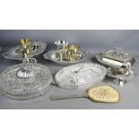 A quantity of silver plate ware including tureen, comport and other items.