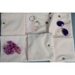 A group of Lola Rose jewellery, including two pairs of earrings, a pink agate bracelet.