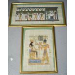 Two Egyptian papyrus paintings.