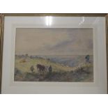 S. Goodwin, 1903, watercolour of shire horses in landscape.44 by 30cm.