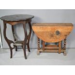 An oak gateleg table, with an oak mahogany octagonal top table.