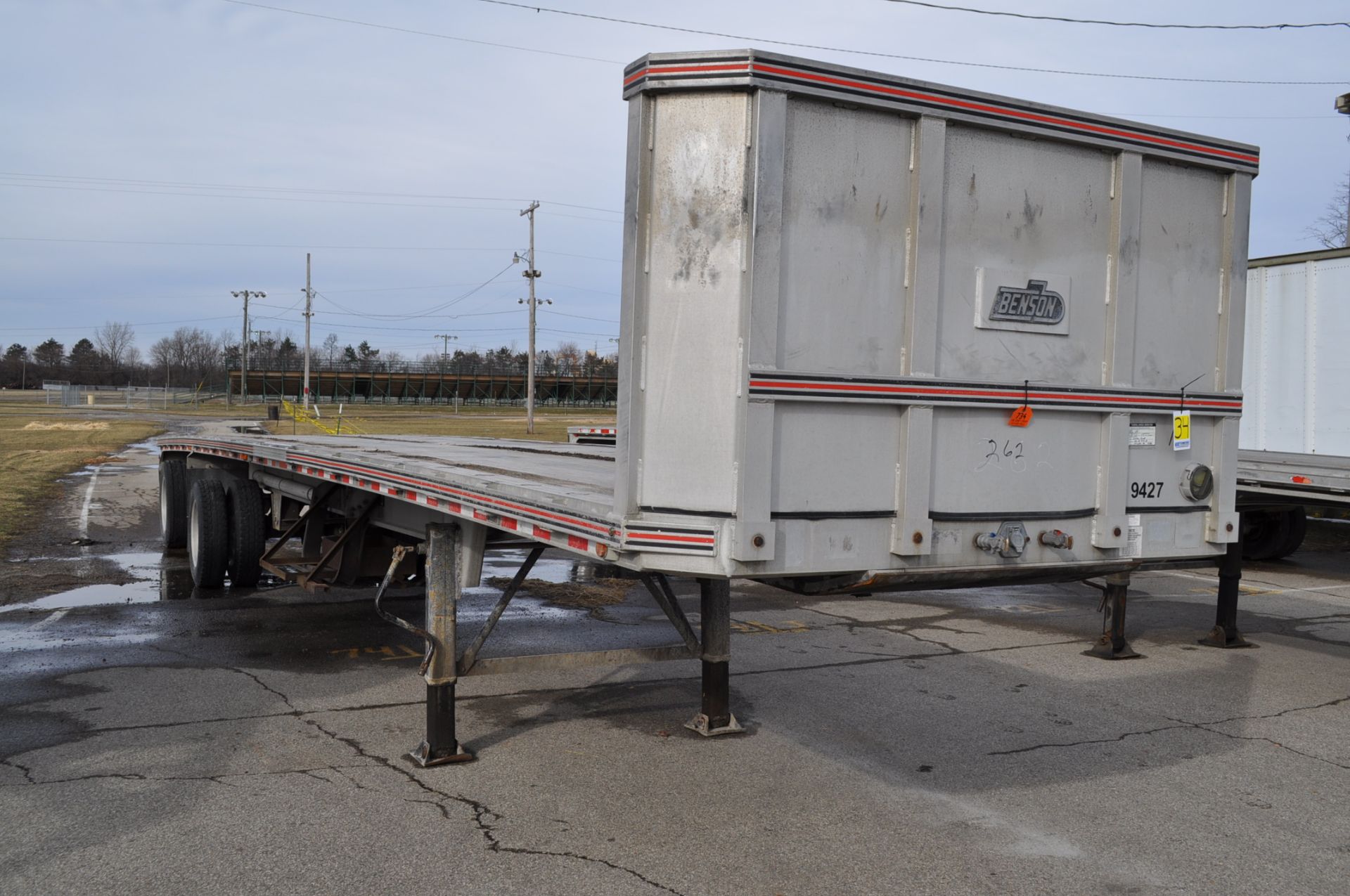 1994 Benson aluminum flat-trailer, 45’x92”, 10’ spread axle, headache rack - Image 4 of 12